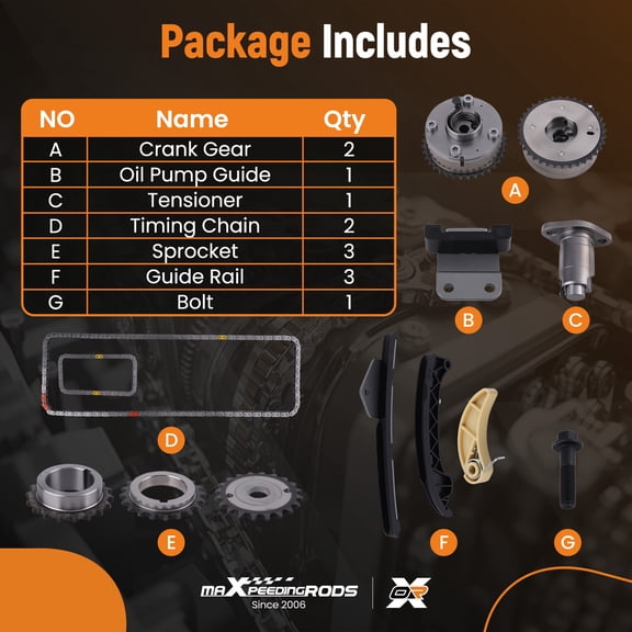 maXpeedingrods Engine Timing Chain Kit VVT Gear Fit for 2009-2015 Toyota Corolla Prius Matrix for Pontiac Vibe Scion xD L4 1.8L Replaces 13070-0T010 13050-0T010