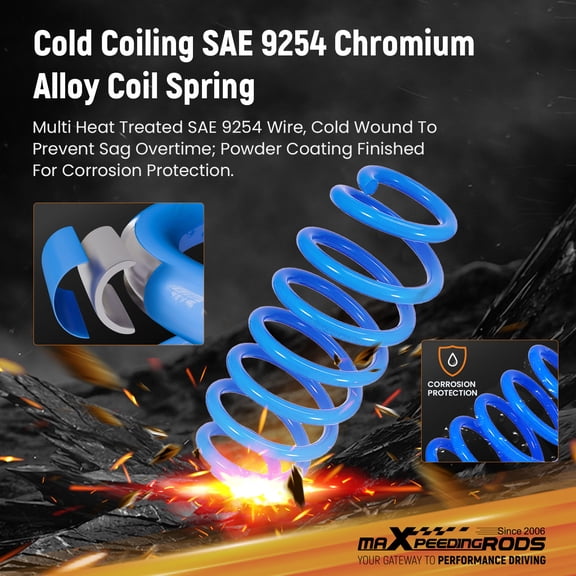 maXpeedingrods Lowering Springs for Toyota Camry 2018-2024 FWD L/LE/XLE, SAE 9254 Cold-Wound Steel High Tensile Lowering Springs 2.0"F/2.0"R, Blue