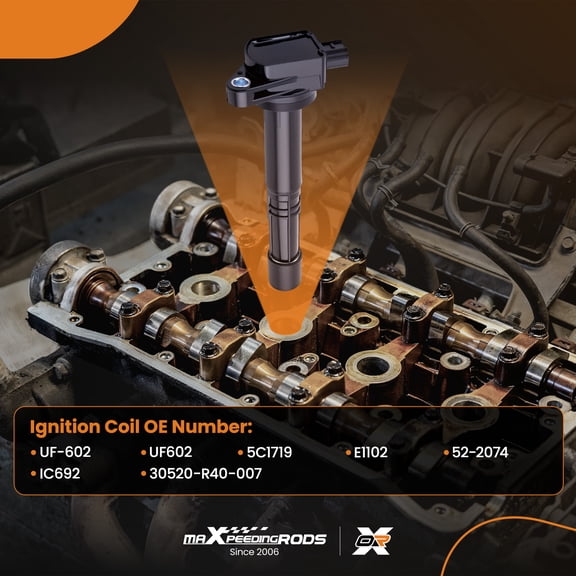 maXpeedingrods UF-602 Set of 4 Ignition Coil Pack Fit for Acura ILX TSX for Honda Accord Civic CR-V Crosstour 2.4L L4, Ignition Coil Kit Replaces 5C1719 E1102 52-2074