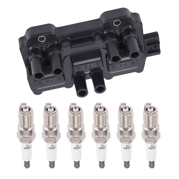 maXpeedingrods UF434 Set of 1 Ignition Coil Pack and 6 Iridium Spark Plugs Fit for Buick Equinox Malibu Lucerne Terraz Silverado Aura Relay Vue, Ignition Coil Kit Replaces 12595088 4511 PT16TT
