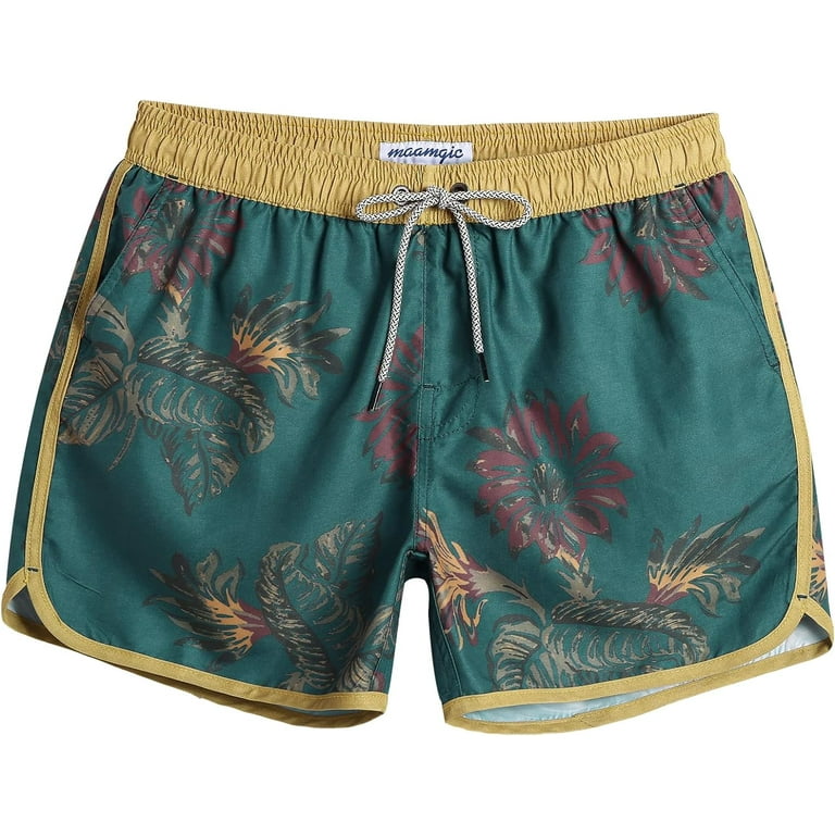 maamgic Mens Boys Short 80s 90s Vintage Swim Trunks with Mesh Lining Quick Dry Swim Suits Board Shorts Walmart