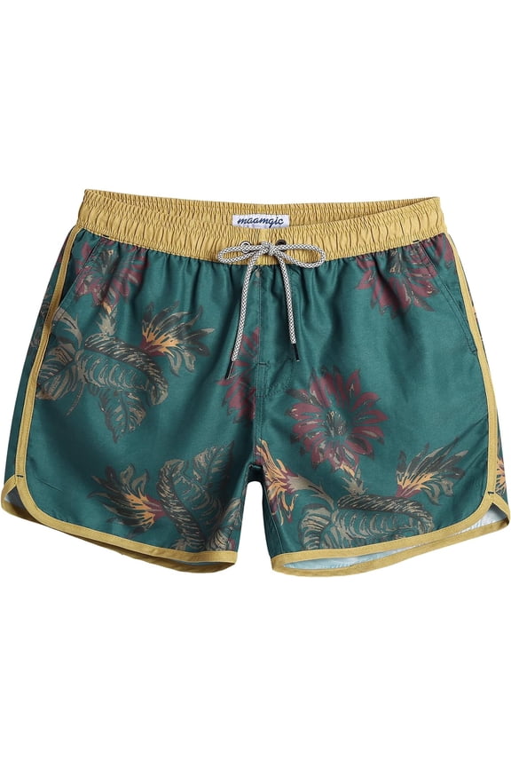 Mens Boys Short 80s 90s Vintage Swim Trunks with Mesh Lining Quick Dry Swim Suits Board Shorts