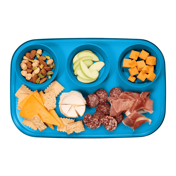 madesmart dipware 3 Bowl Serving Tray, Collapsible & Removable Dip Bowls for Charcuterie, Guacomole, Snacks, Veggies, Premium Dishwasher & Microwave Safe, Multipurpose Plate & Bowl, Ocean