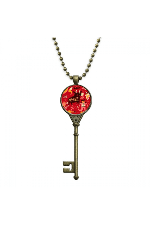 madrid spanish bullfight music fiesta key necklace pendant tray embellished chain
