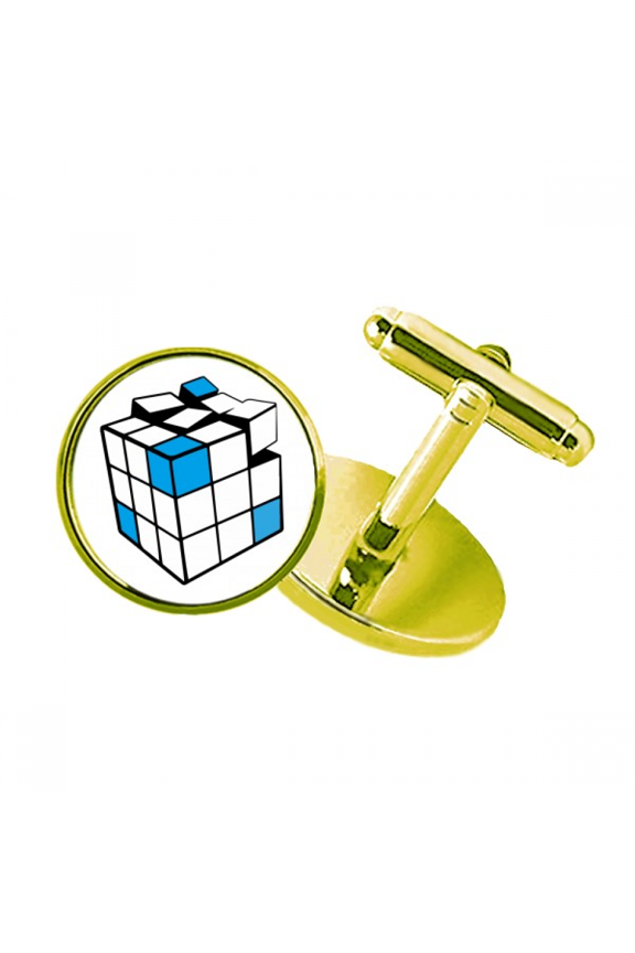 magic cube color toy art deco fashion studded business metal cufflinks en