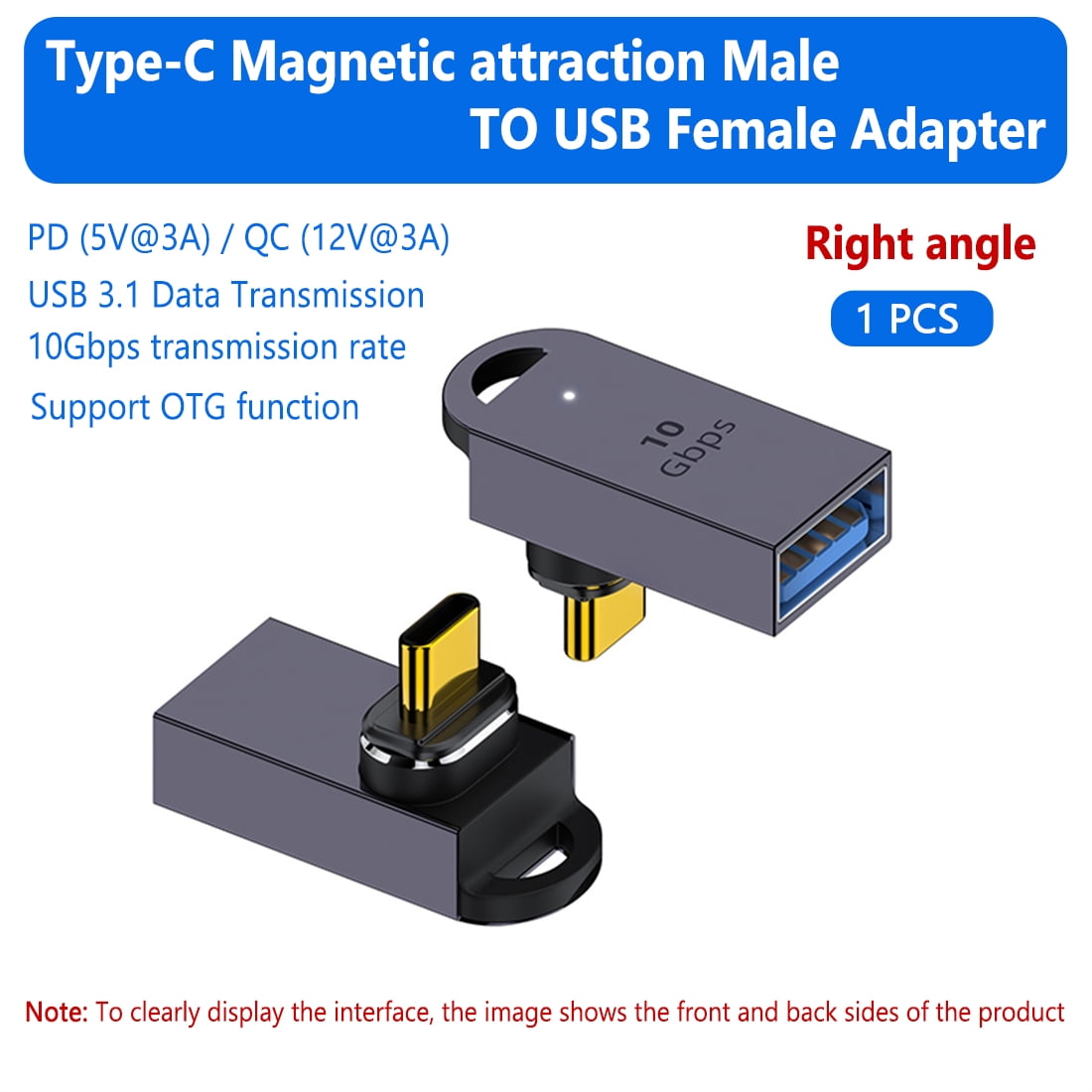 Type C to USB3.1 male to female connector 10Gbps 90 degree OTG