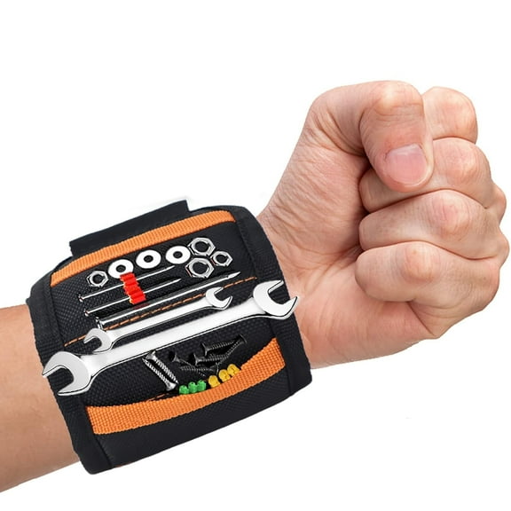BN-LINK Magnetic Wristband for Tools, Lightweight Magnetic Wristband with 2 Pockets, 10 Strong Magnets Wrist Magnetic Holder for Holding Screws, Nails, Drill Bits