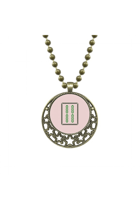 mahjong bar 4 tiles pattern pendant star necklmoon chain jewelry