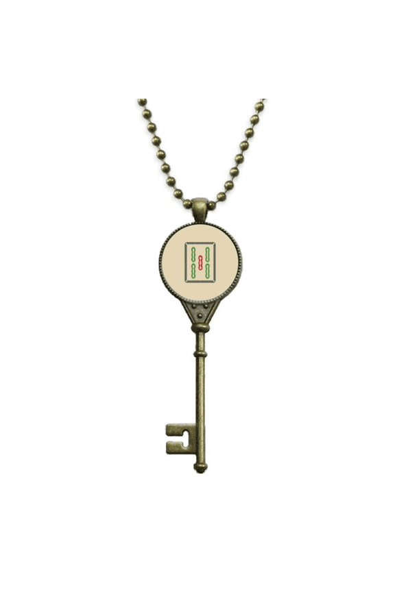 mahjong bar 5 tiles pattern key necklace pendant tray embellished chain