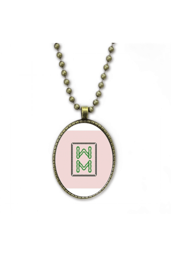 mahjong bar 8 tiles pattern necklace vintage chain bead pendant jewelry collection