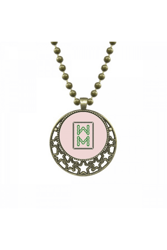 mahjong bar 8 tiles pattern pendant star necklmoon chain jewelry