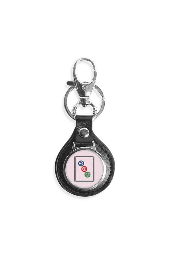 mahjong dots 3 tile pattern key link chain keyholder finder hook metal