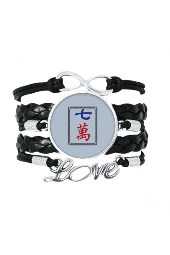 mahjong million 7 tiles pattern bracelet love accessory twisted leather knitting wristband