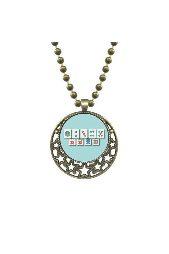 mahjong straight flush digital package pendant star necklmoon chain jewelry