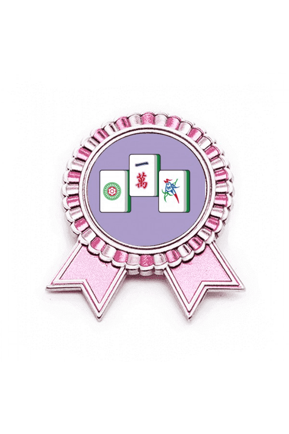 mahjong top ten thousand Badge Brooch Pin Pink Winner Award Medal