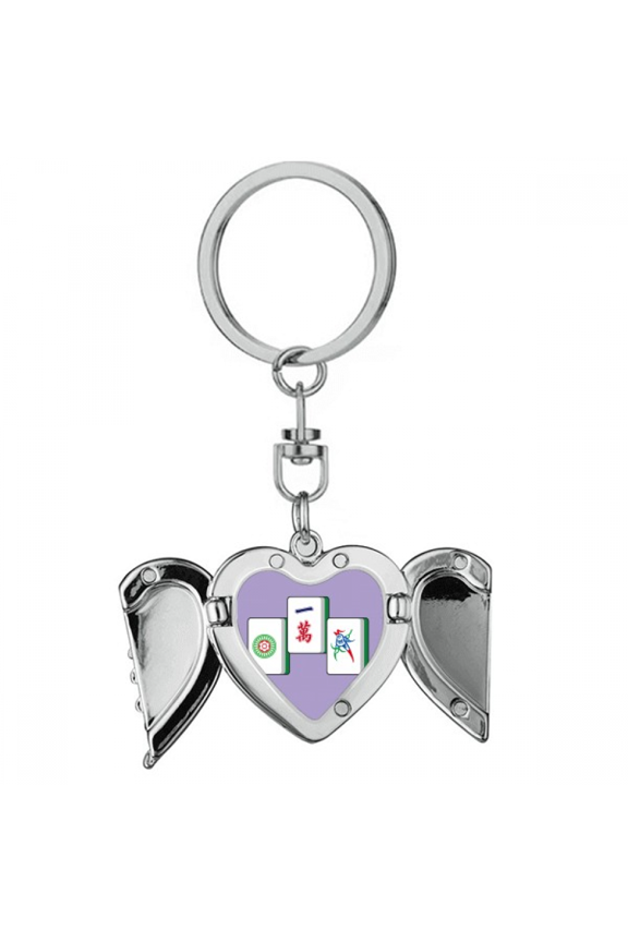 mahjong top ten thousand heart angel wing key chain holder