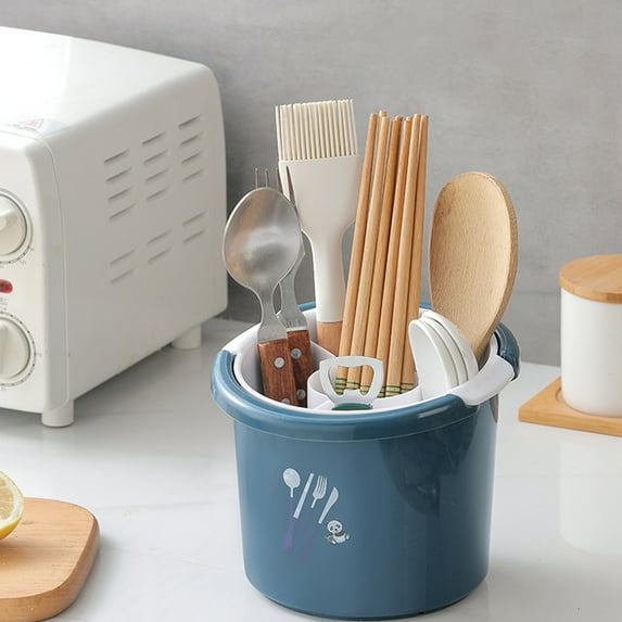 maho Chopstick Racks Kitchen Storage Shelf Double Layer Detachable Chopstick Cage Kitchen Accessories Cutlery Organizer Tableware Rack Blue on Clearance