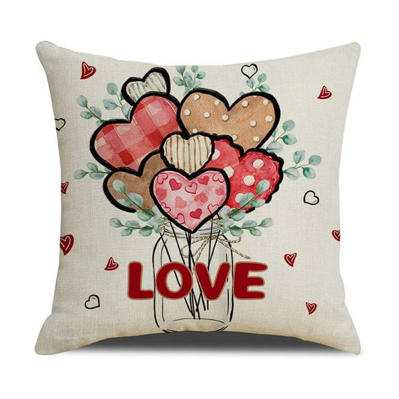 maho Christmas Pillows 2024 New Valentine's Day Pillow Case with Love Decoration Cushion Red Couple Print Pillow Case And Versatile Linen Pillow Case