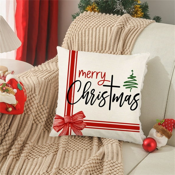 maho Christmas Pillows Christmas Cushion Covers 18x18 Christmas Decorations Snowman Wreath Santa Claus Tree Merry Christmas Winter Holiday Decor Throw Pillow