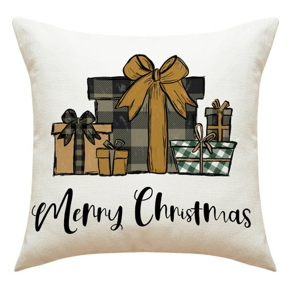 maho Christmas Pillows Christmas Print PillowCase Linen Sofa Cushion Cover Home Decor Cushion Cover Family Pillowcase