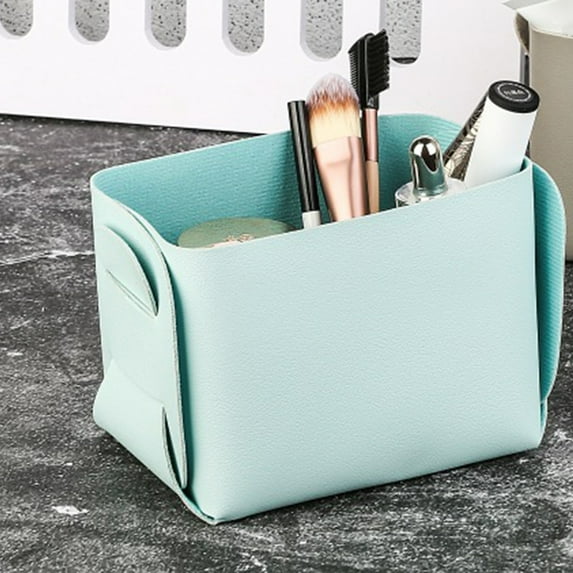 maho Key Box Pencil For Desk Cosmetics Brush Makeup Tools Organizer Leather Pencil Cup Key Rack Desktop Purse Storage Organizer Blue on Clearance