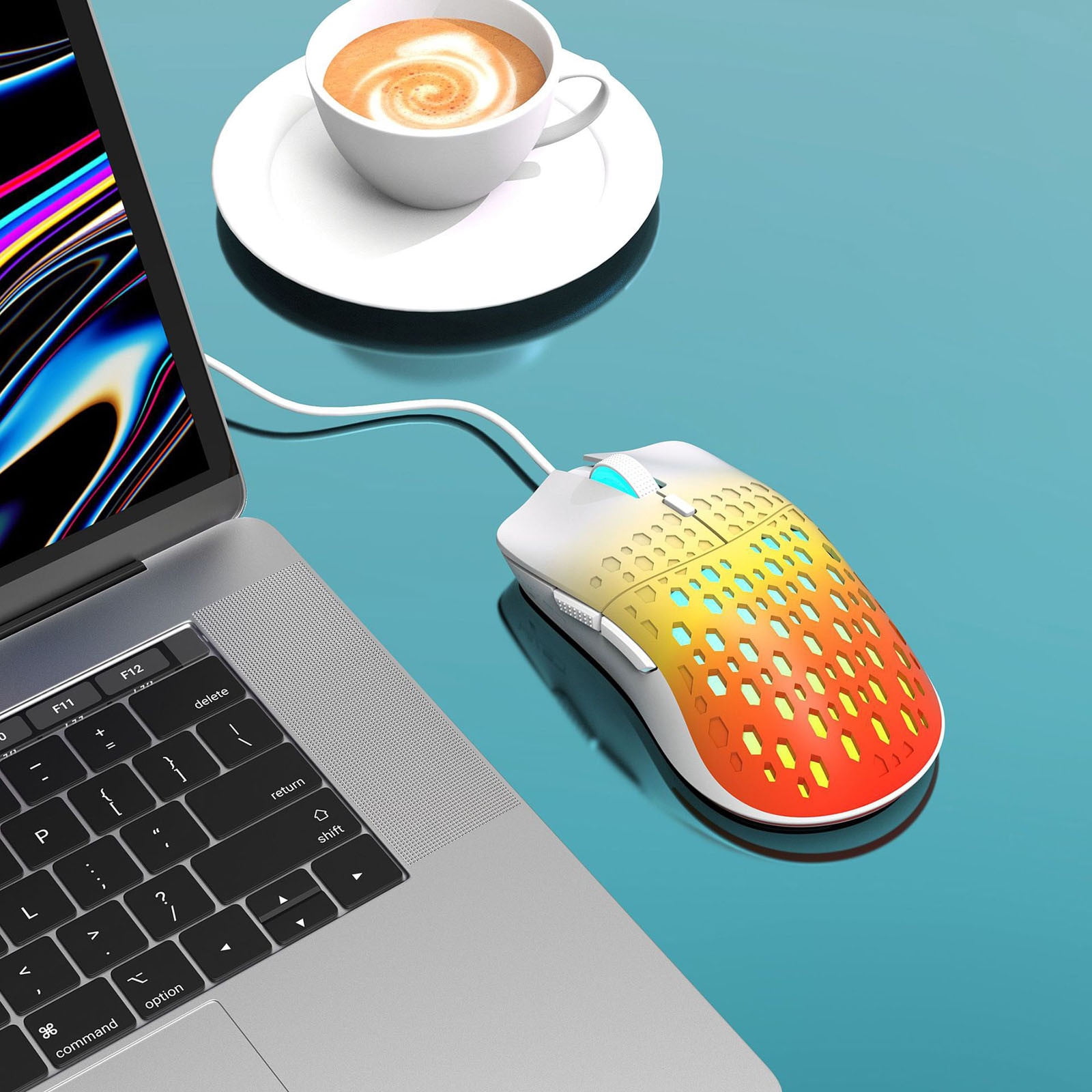 Hwkond Mouse Wired Gaming Mouse Colorful Light Hole Esports Lightweight ...
