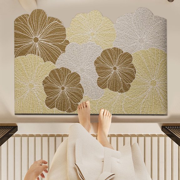 maho Premium Silk Circle Mat for Home Entryway Non-Slip Wear-abrasion Customizable Trim Dirt Mud Scraper Doormat Yellow on Clearance