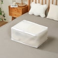 thumbnail image 1 of maho Storage Box Folding Plastic Storage Box For Storage Under The Bed Odorless Moistureproof Trash Can Suitable For Pillows Coats Blankets White Translucent on Clearance, 1 of 7
