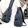 thumbnail image 1 of maho Strap Bag Crossbody Backpack With USB Hole With Headphone Hole Strap Backpack Hiking Backpack Multipurpose Crossbody Chest Bag Dark Blue on Clearance, 1 of 6