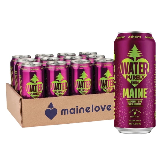 Mainelove Raspberry Lime Seltzer Water, 16 fl oz Aluminum Can
