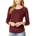 thumbnail image 1 of maison Jules Womens Cable Knit Pullover Sweater, Red, X-Small, 1 of 1