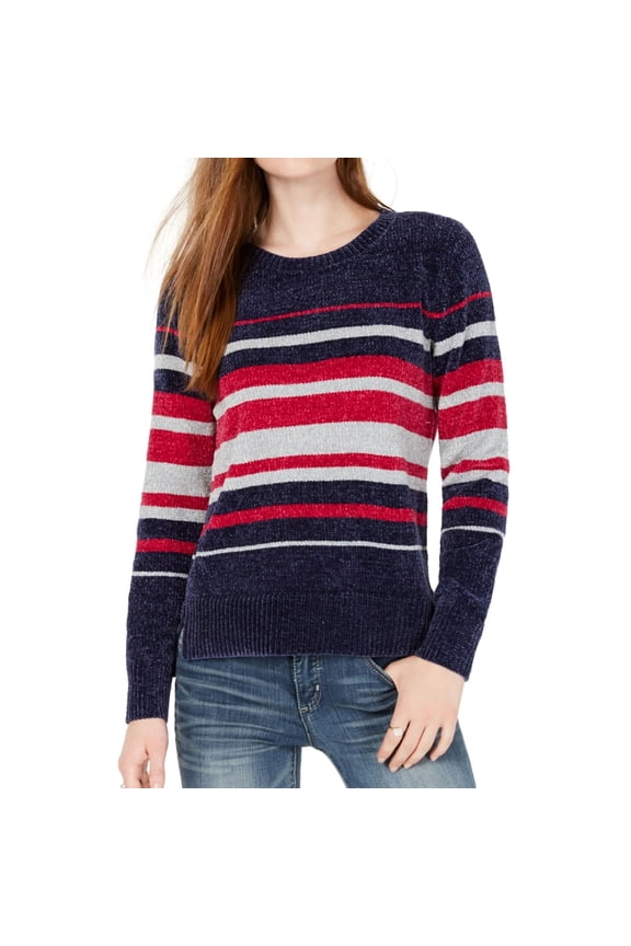 Womens Chenille Pullover Sweater, Blue, XX-Small