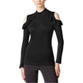 thumbnail image 1 of maison Jules Womens Cold-shoulder Knit Blouse, Black, XX-Large, 1 of 3