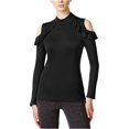 thumbnail image 1 of maison Jules Womens Cold-shoulder Knit Blouse, Black, XX-Small, 1 of 1