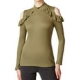 thumbnail image 1 of maison Jules Womens Cold-shoulder Knit Blouse, Green, XX-Large, 1 of 2