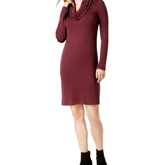 maison Jules Womens Cowl-Neck Fit & Flare Dress, Red, X-Large