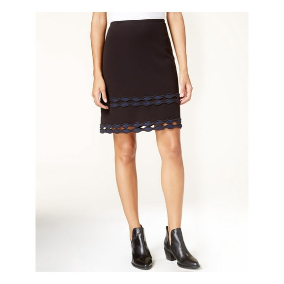 maison Jules Womens Cutout A-line Skirt, Black, 6