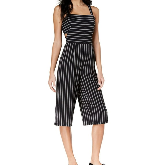 maison Jules Womens Cutout Cropped Jumpsuit, Black, 12