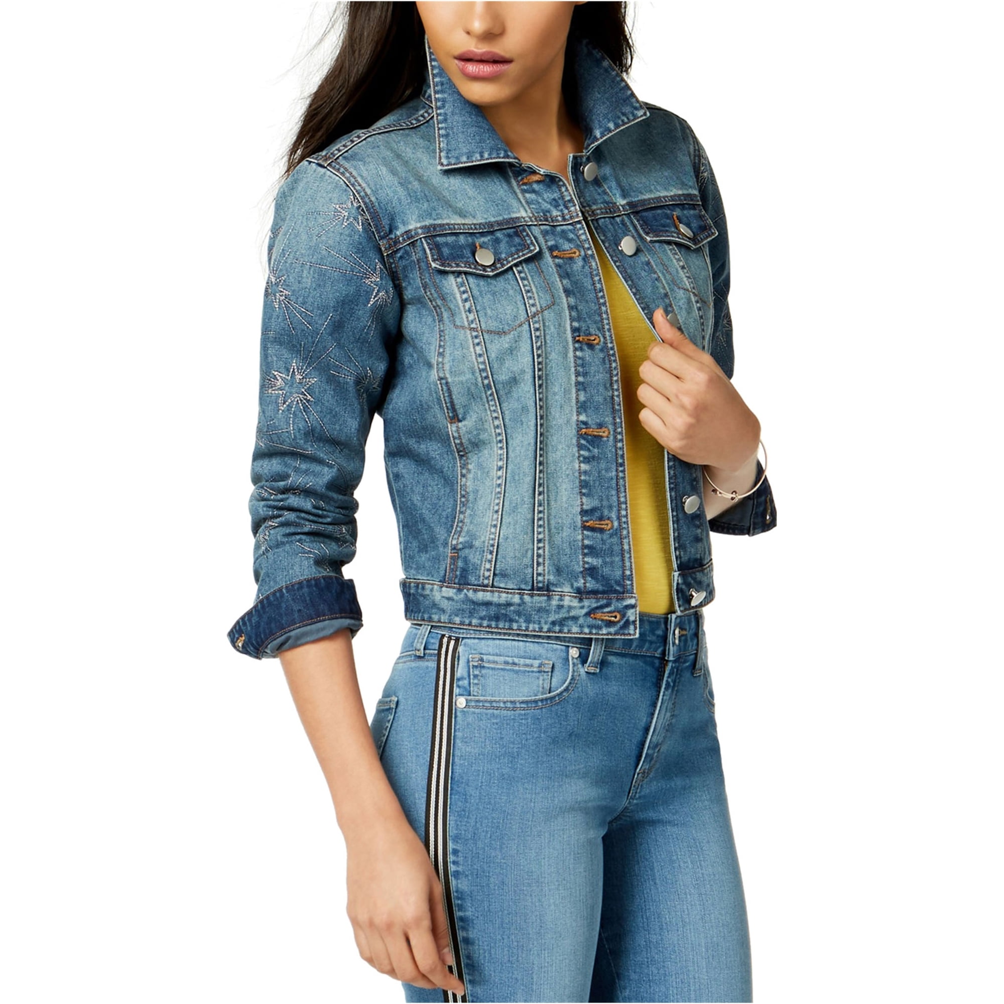 MAISON JULES 80 Womens New 1036 Blue Star Embroidered Denim Jacket M B B