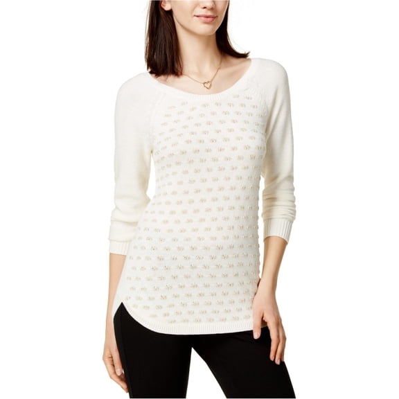 maison Jules Womens Dot Pullover Sweater, Off-White, X-Large