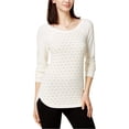 thumbnail image 1 of maison Jules Womens Dot Pullover Sweater, Off White, X-Small, 1 of 4