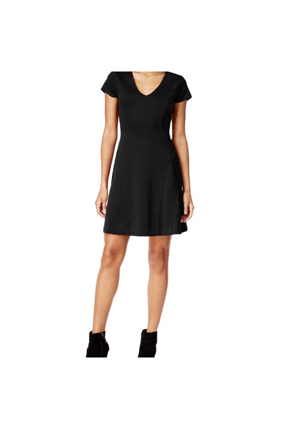 Womens Fit & Flare A-line Dress, Black, X-Small