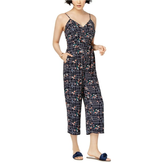 maison Jules Womens Floral Jumpsuit, Blue, 2