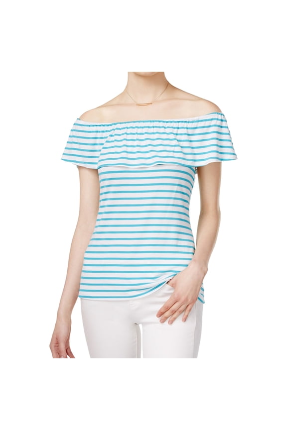 Womens Flounce Knit Blouse, Blue, Juniors, X-Large