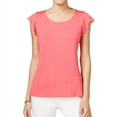 thumbnail image 1 of maison Jules Womens Flutter Sleeve Basic T-Shirt, Pink, XX-Small, 1 of 1
