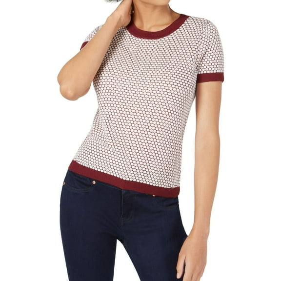 maison Jules Womens Honeycomb Pullover Sweater, Red, XX-Small