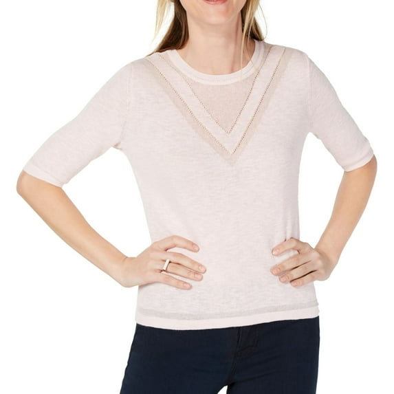 maison Jules Womens Intarsia Pullover Sweater, Pink, Small