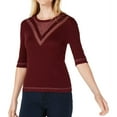 thumbnail image 1 of maison Jules Womens Intarsia Pullover Sweater, Red, XX-Small, 1 of 1