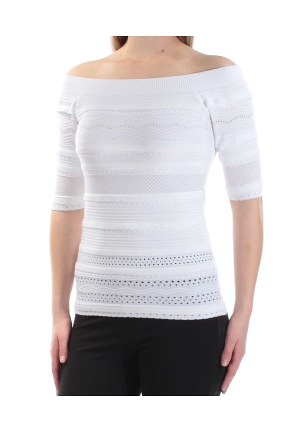 Womens Knit Pullover Sweater, White, X-Small