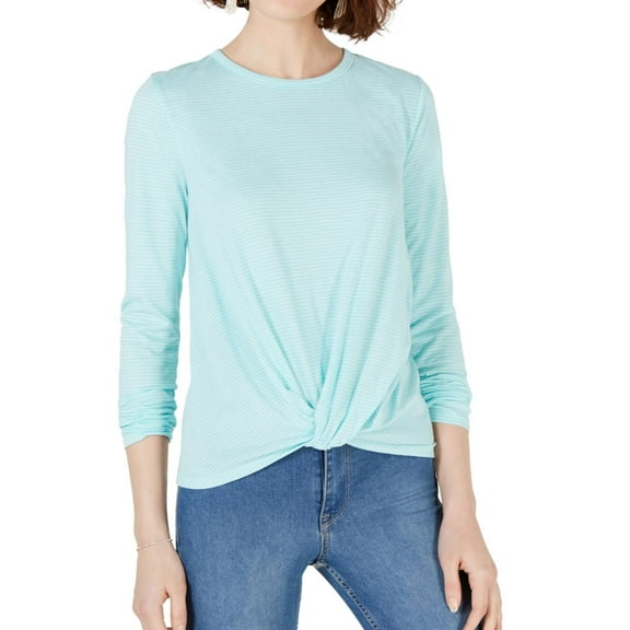 maison Jules Womens Knot Front Pullover Blouse, Blue, Small